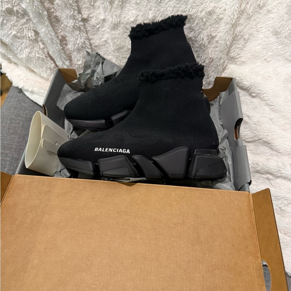 Balenciaga Black Knit Sock Sneakers with Chunky Sole